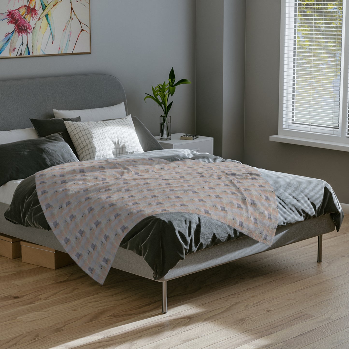 Scorpio Glyph Print Minky Velveteen Blanket