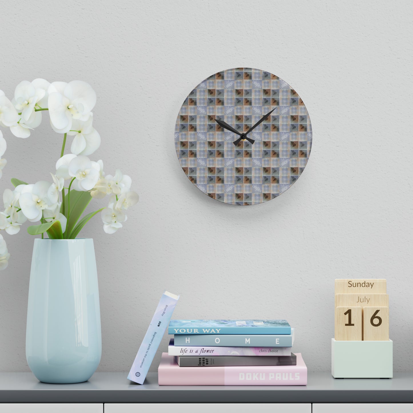 CAPRICORN Glyph Print Wall Clock (Capricorn)
