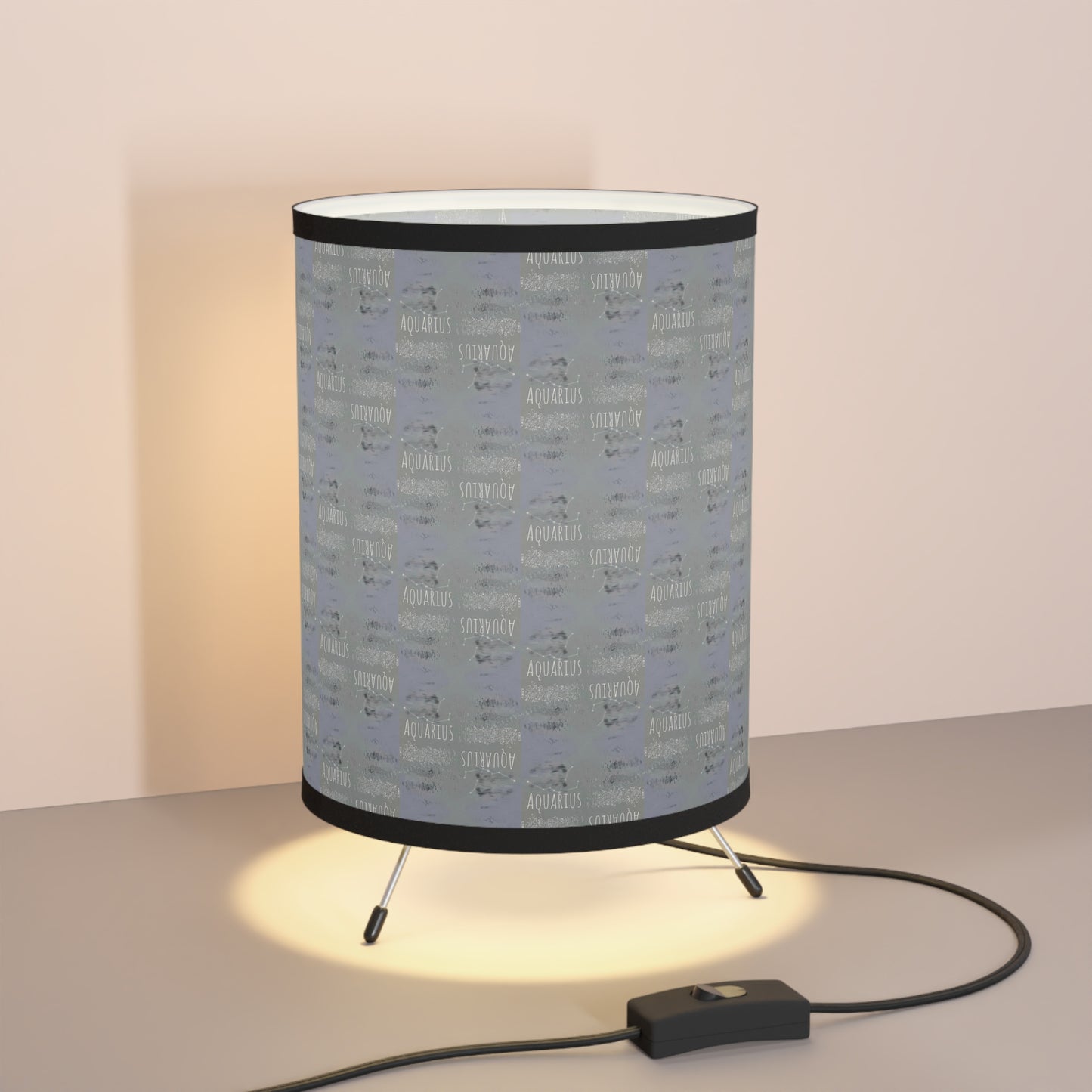 AQUARIUS Glyph Print Lamp TriPod with High-Res Printed Shade (Aquarius)