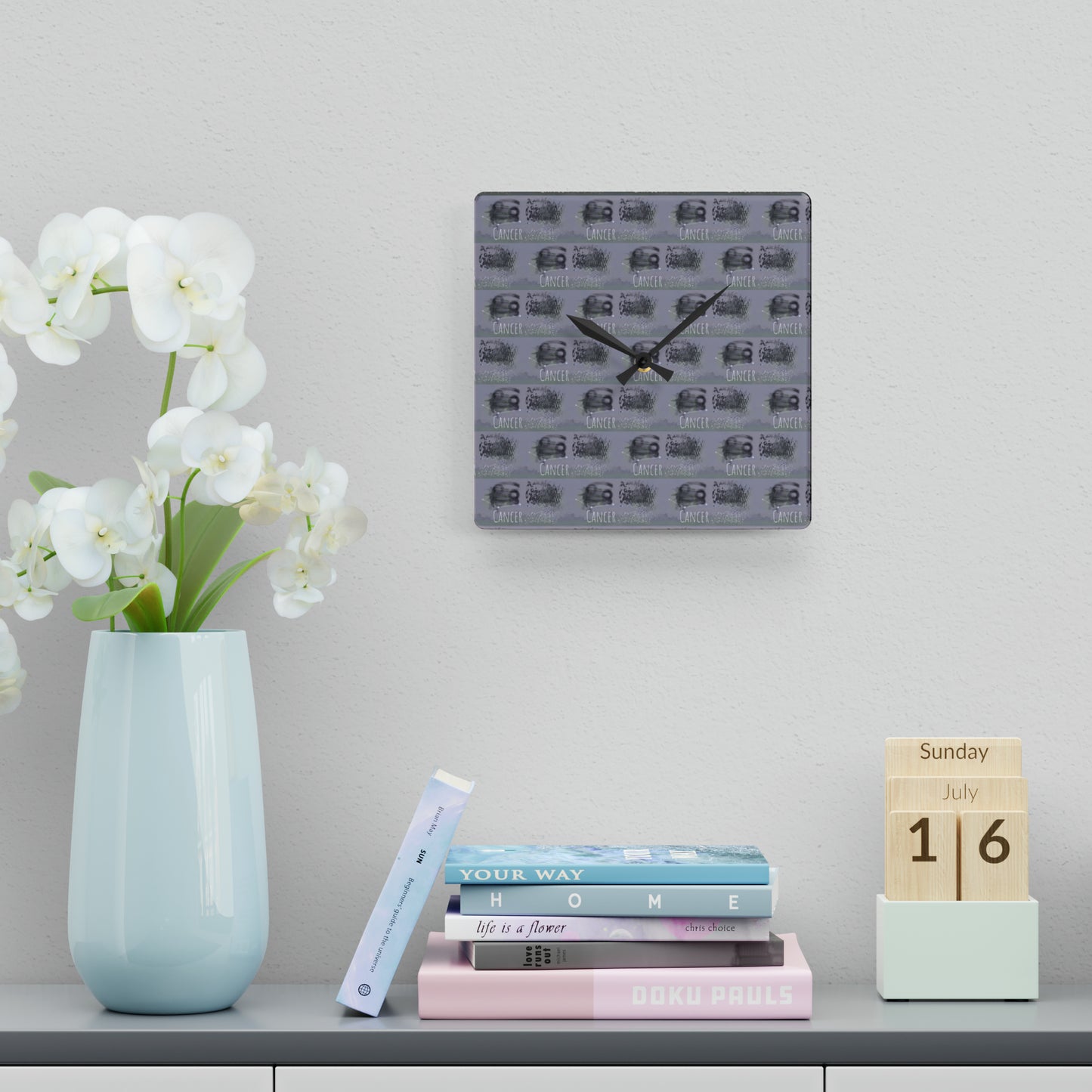 CANCER Glyph Print Wall Clock (Cancer)