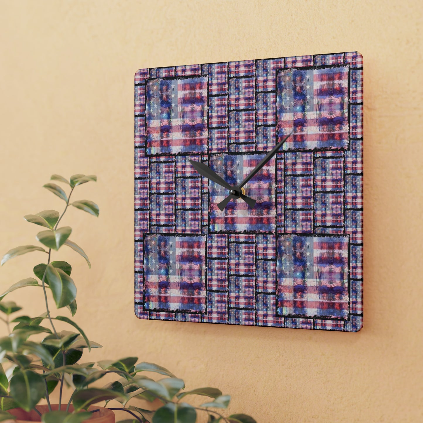 Wall Clock American Flag Print