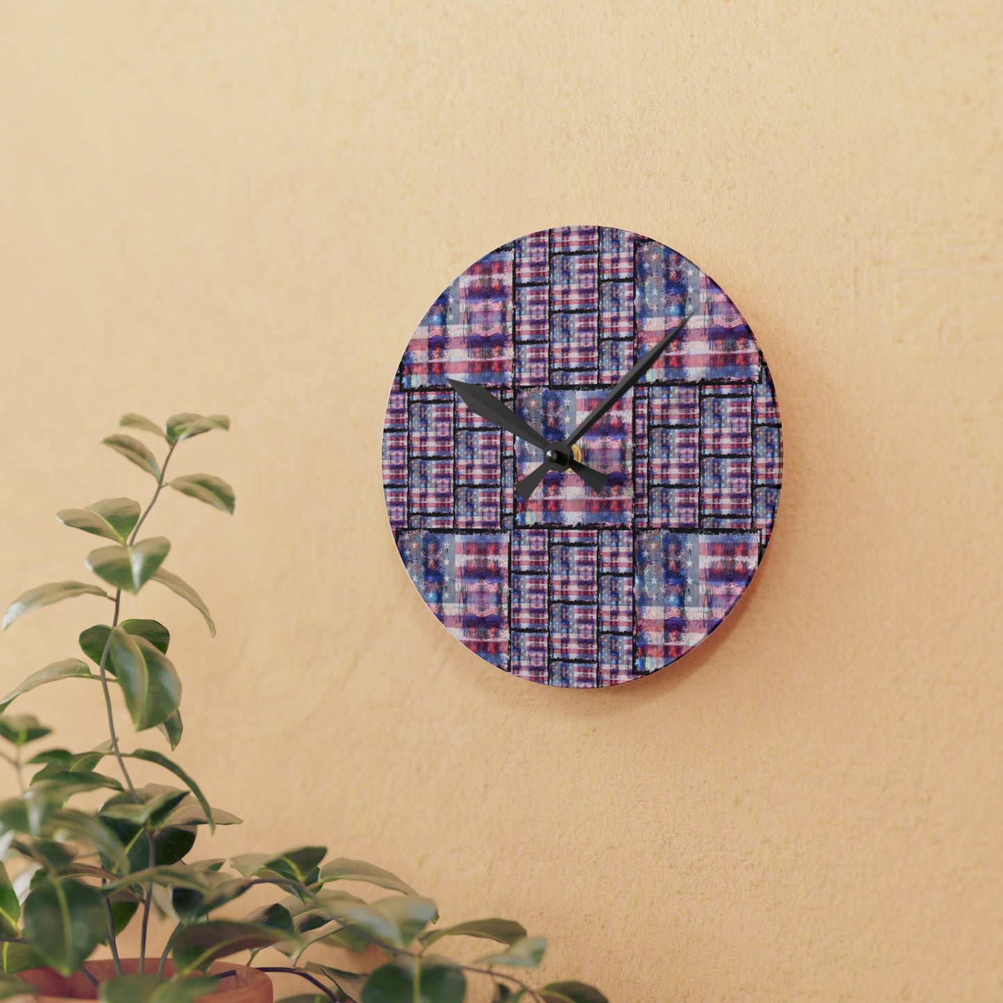 Wall Clock American Flag Print