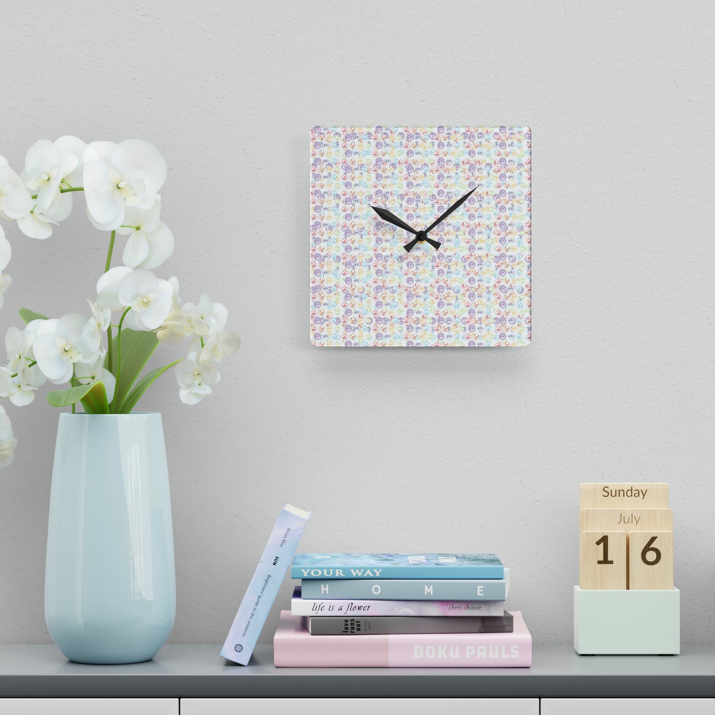 Wall Clock 7 Chakra Symbols
