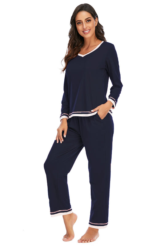 Women's Lounge Pick V-Neck Top and Pants COTTON BLEND Lounge Set