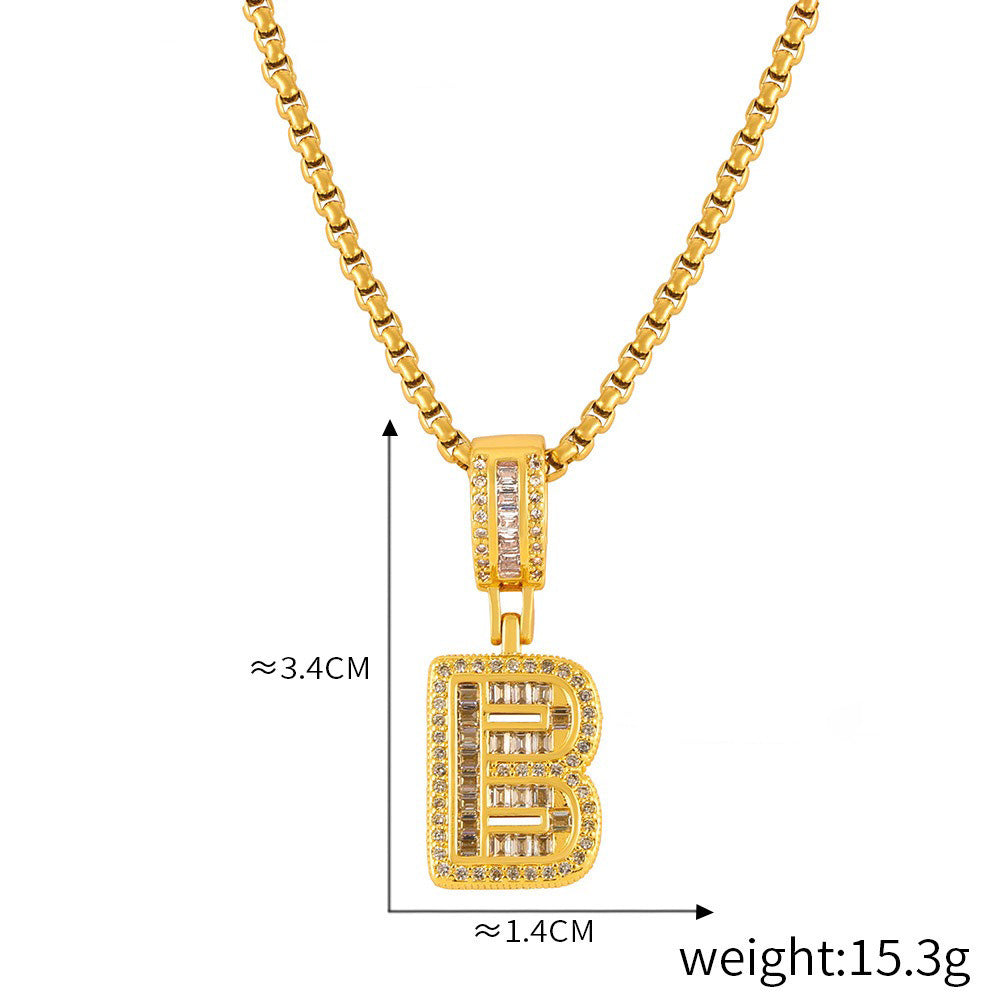 ZODIAC Aries Diamonds Are a girls best friend BirthStone 18K gold exquisite dazzling 26 letters inlaid with diamonds design versatile necklace