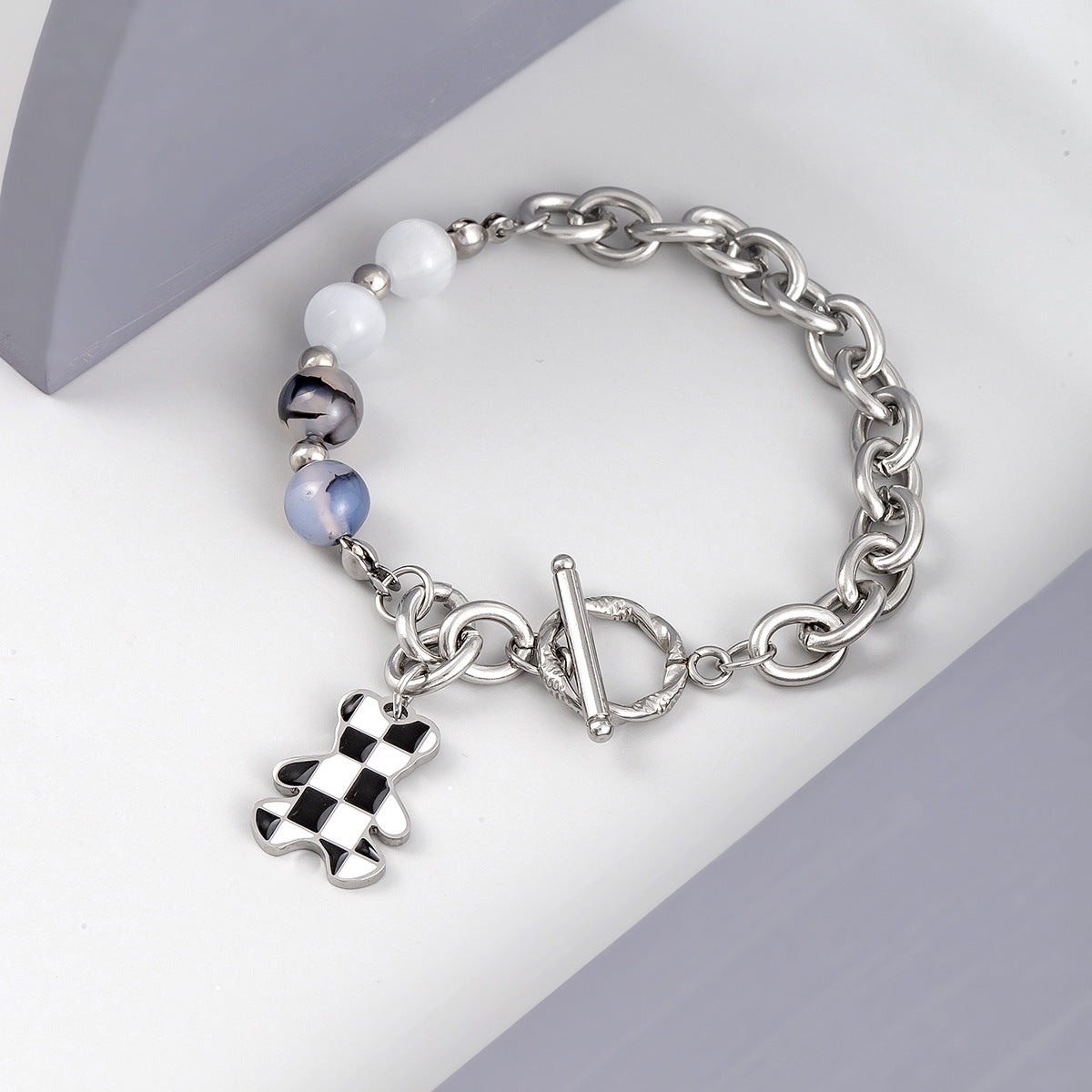 ZZZ Uni-Sex Chessboard (B&W) small bear Bracelet