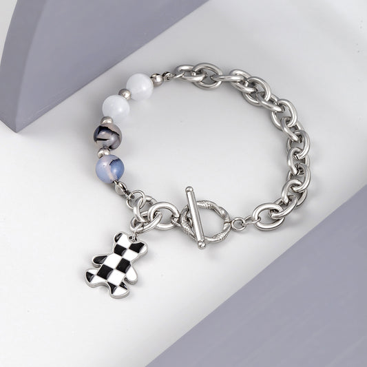 ZZZ Uni-Sex Chessboard (B&W) small bear Bracelet