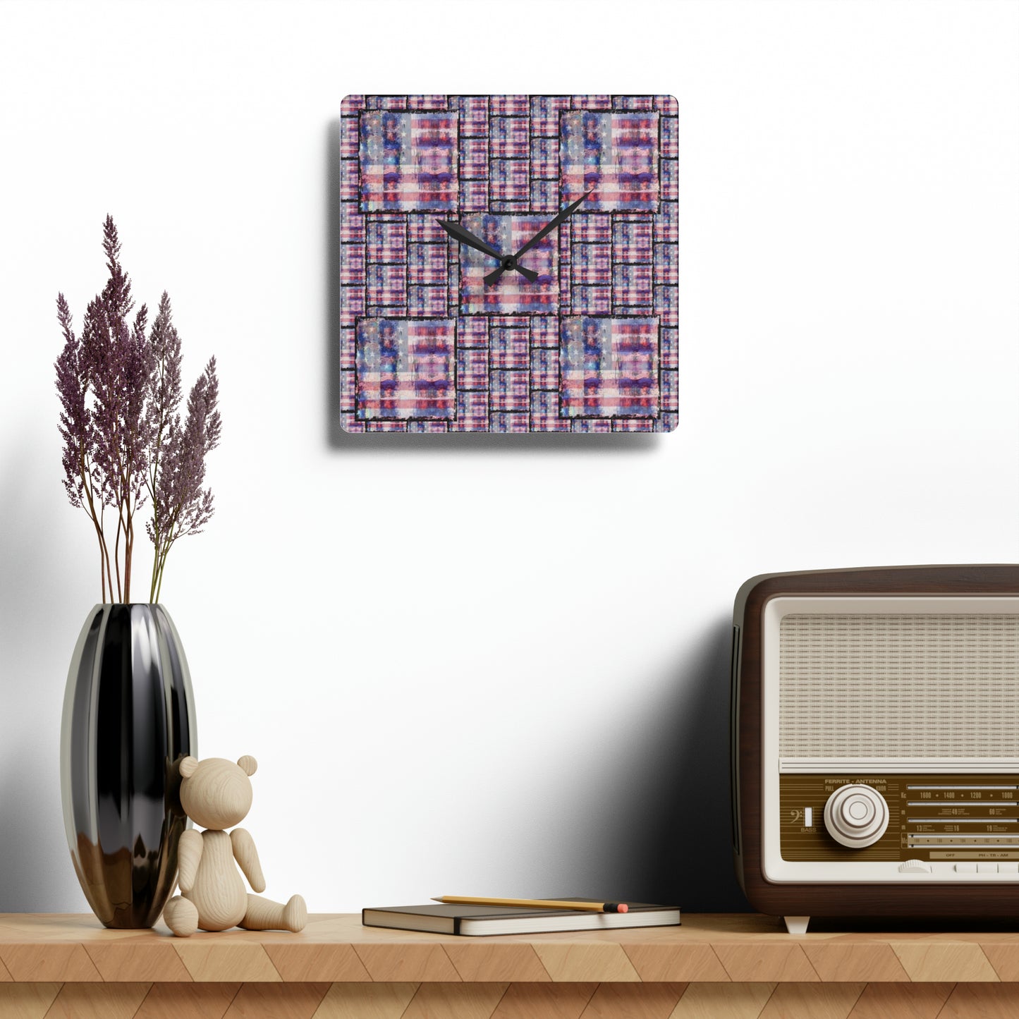 Wall Clock American Flag Print