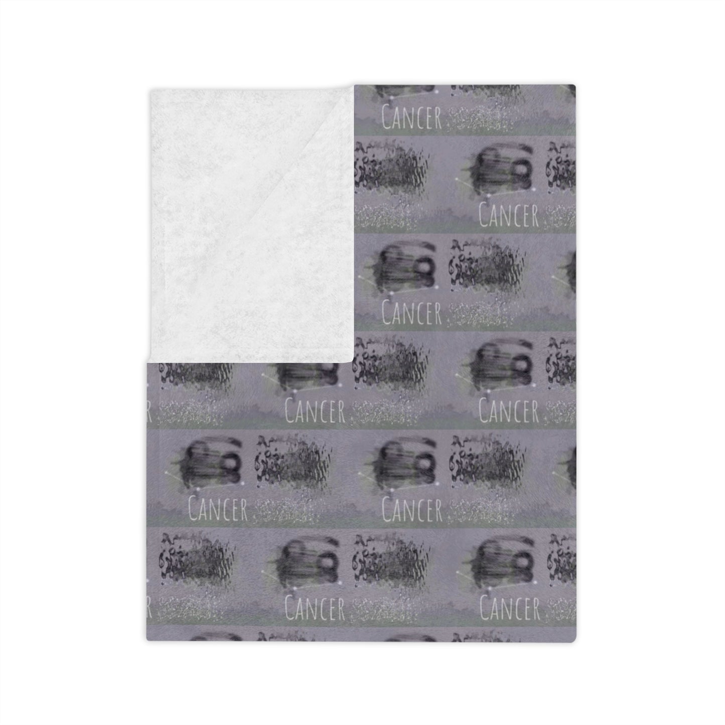 CANCER Glyph Print Minky Velveteen Blanket