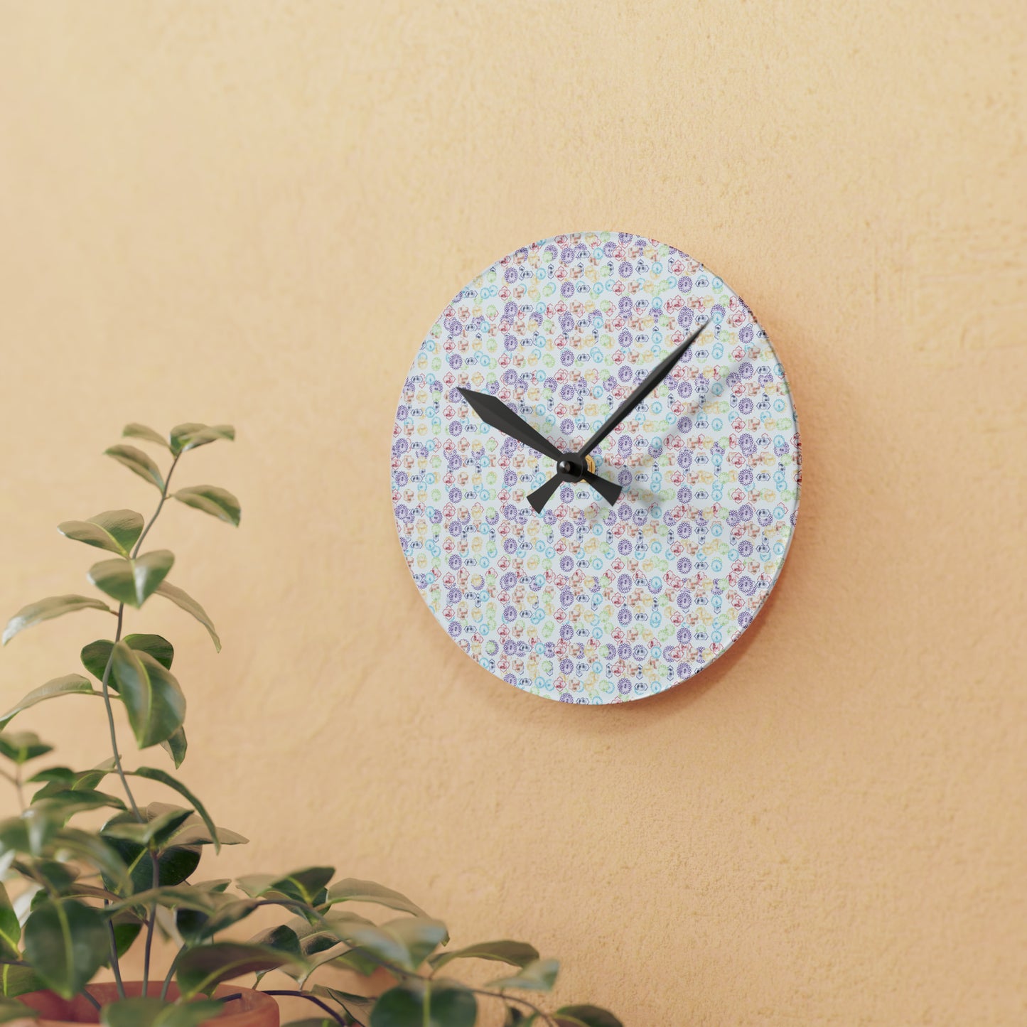 Wall Clock 7 Chakra Symbols