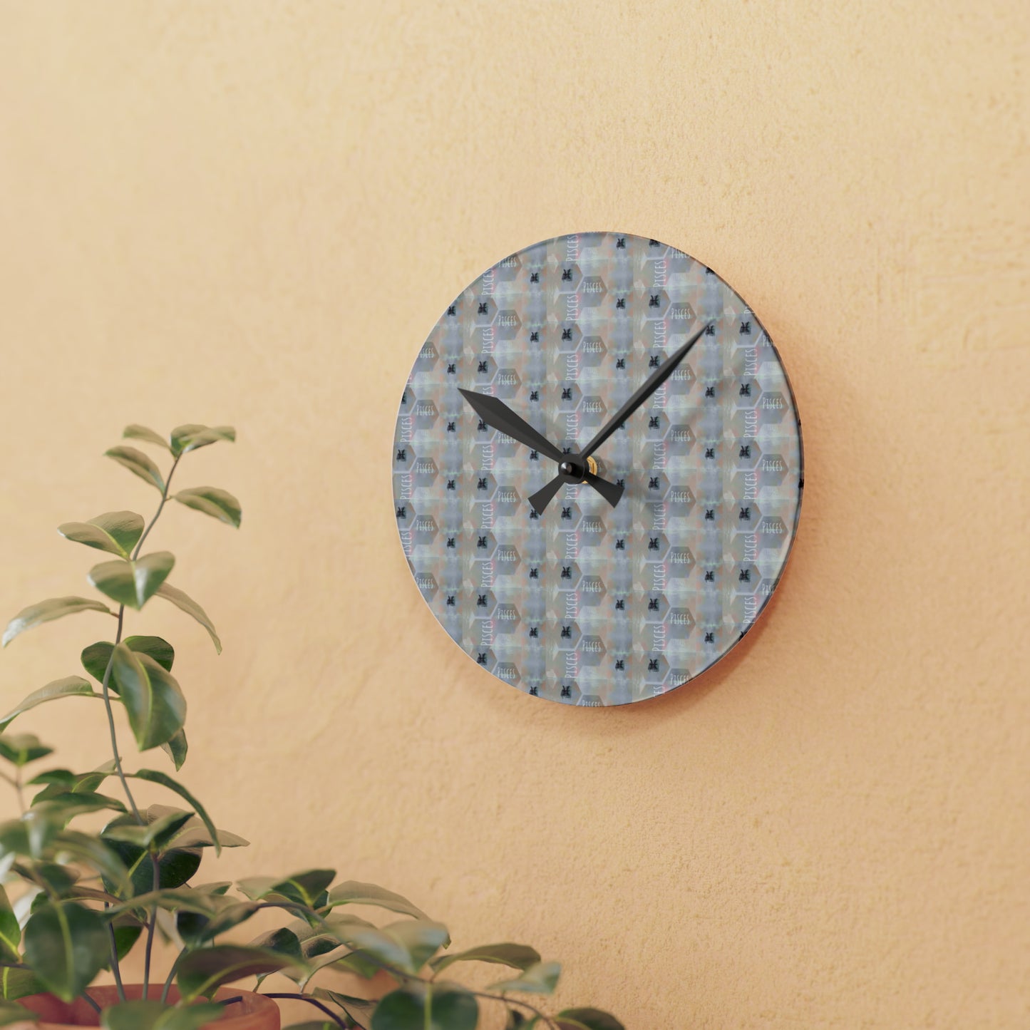 PISCES Glyph Print Wall Clock (Pisces)