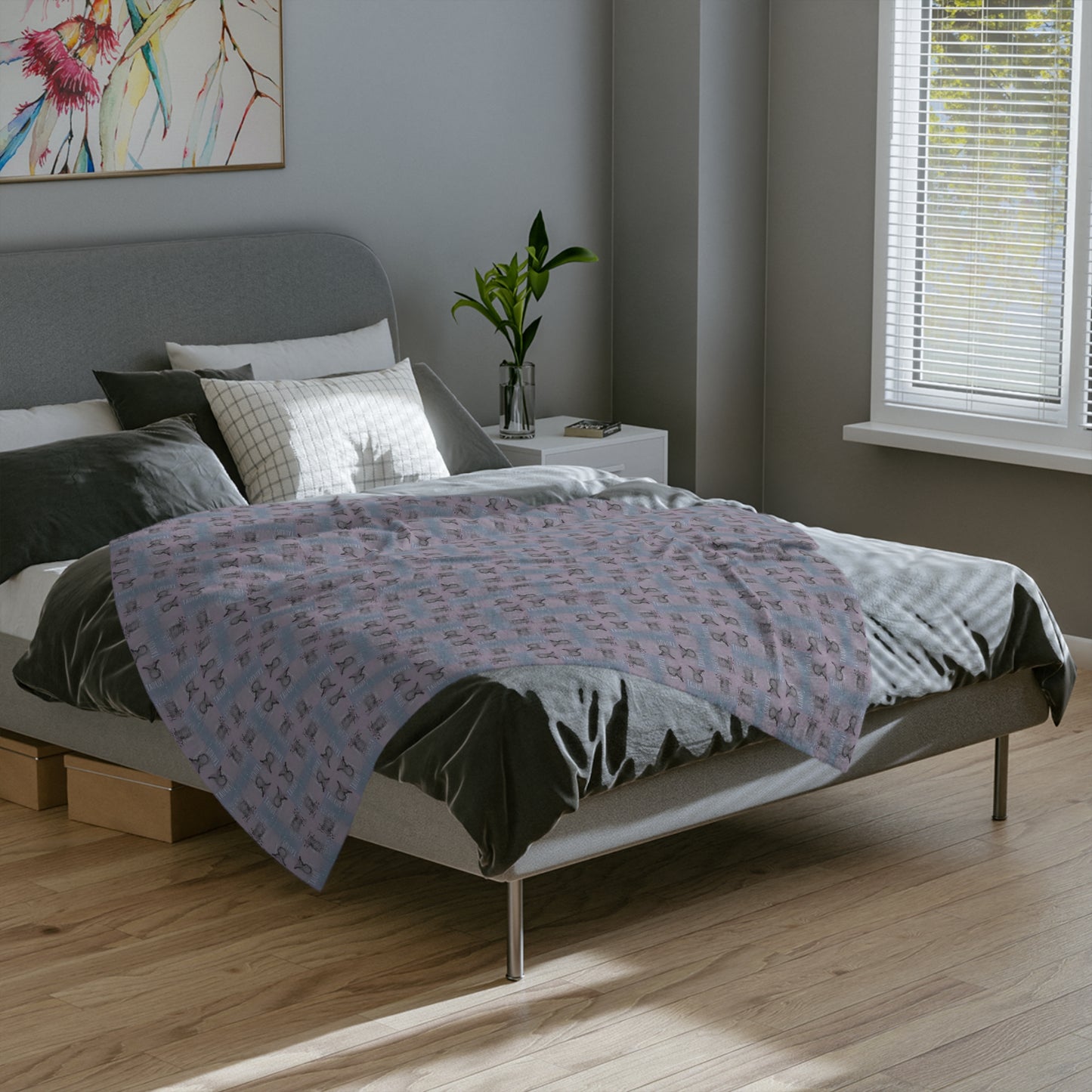 TAURUS Glyph Print Minky Velveteen Blanket