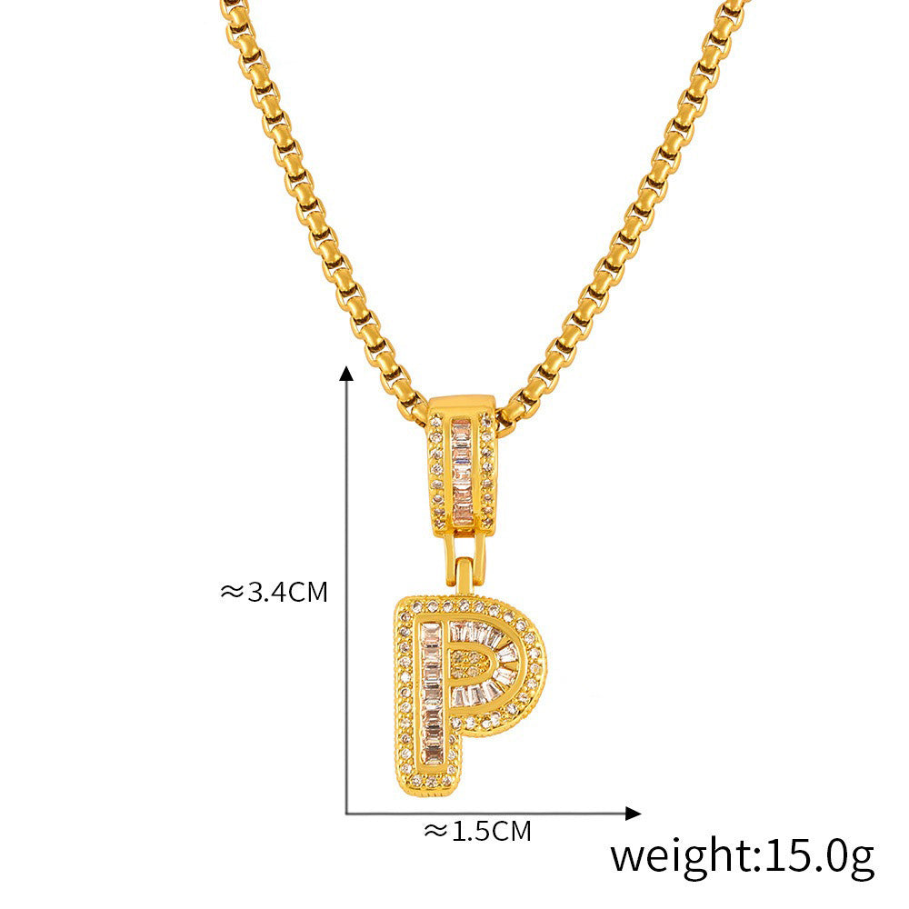 ZODIAC Aries Diamonds Are a girls best friend BirthStone 18K gold exquisite dazzling 26 letters inlaid with diamonds design versatile necklace