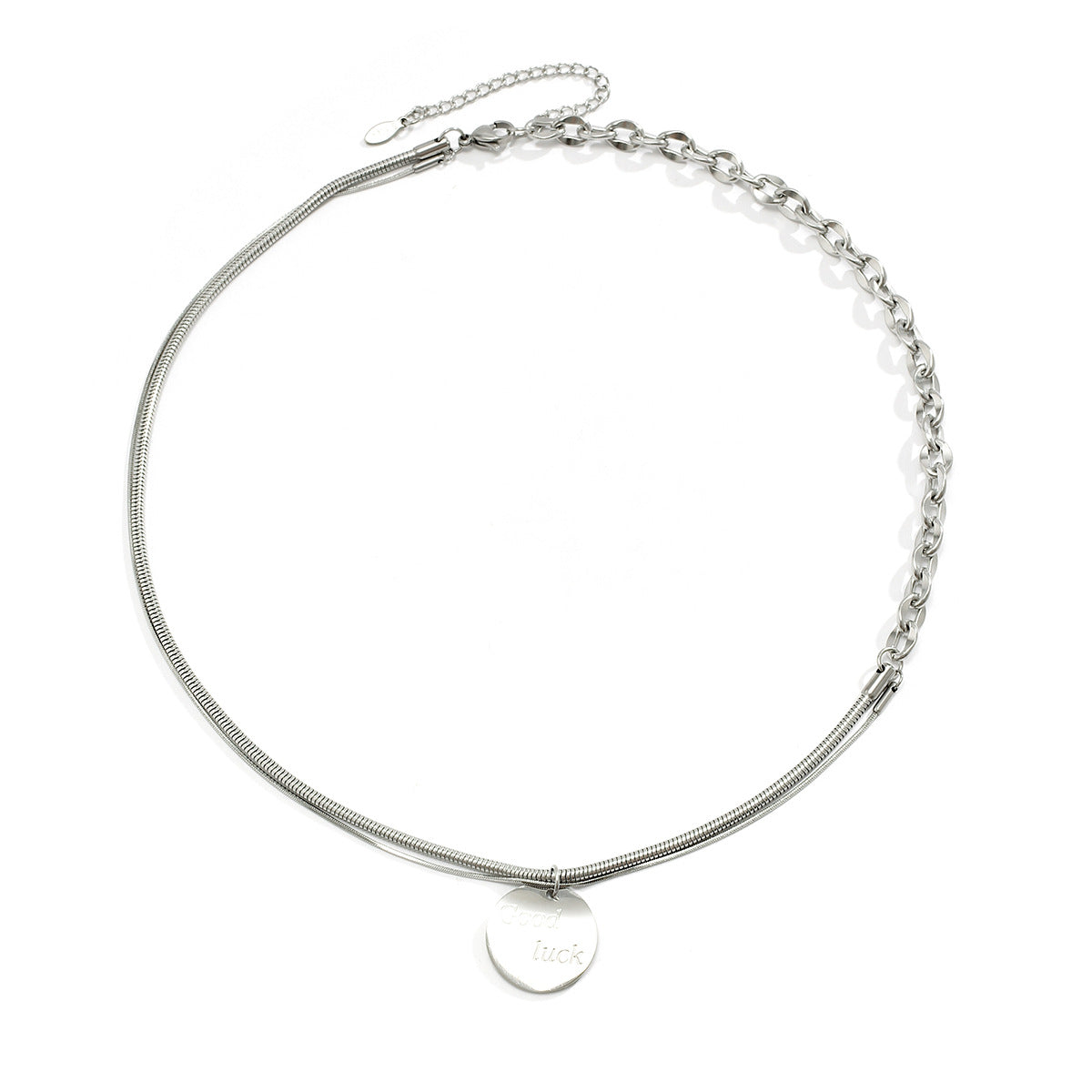 Men's Jewelry Trendy simple double-layer stacked wear with round design versatile pendant necklace