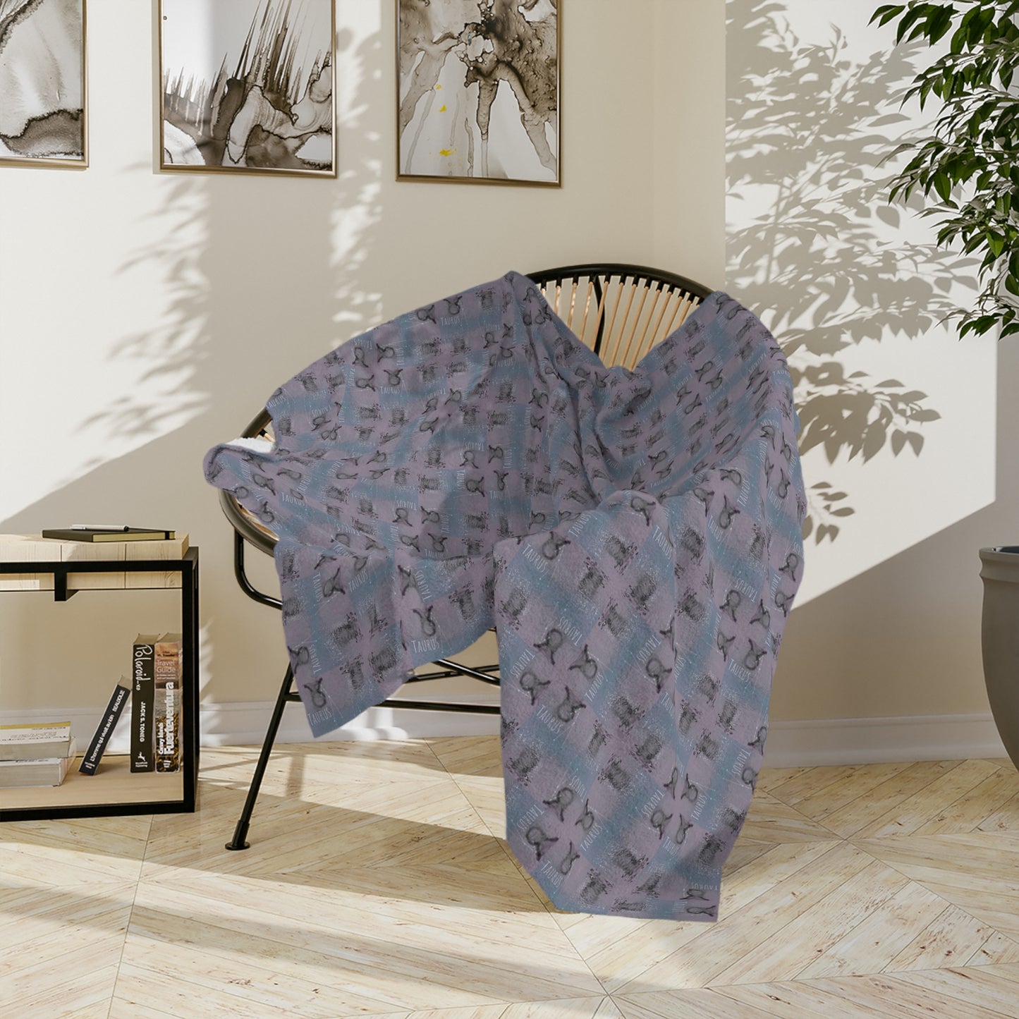 TAURUS Glyph Print Minky Velveteen Blanket