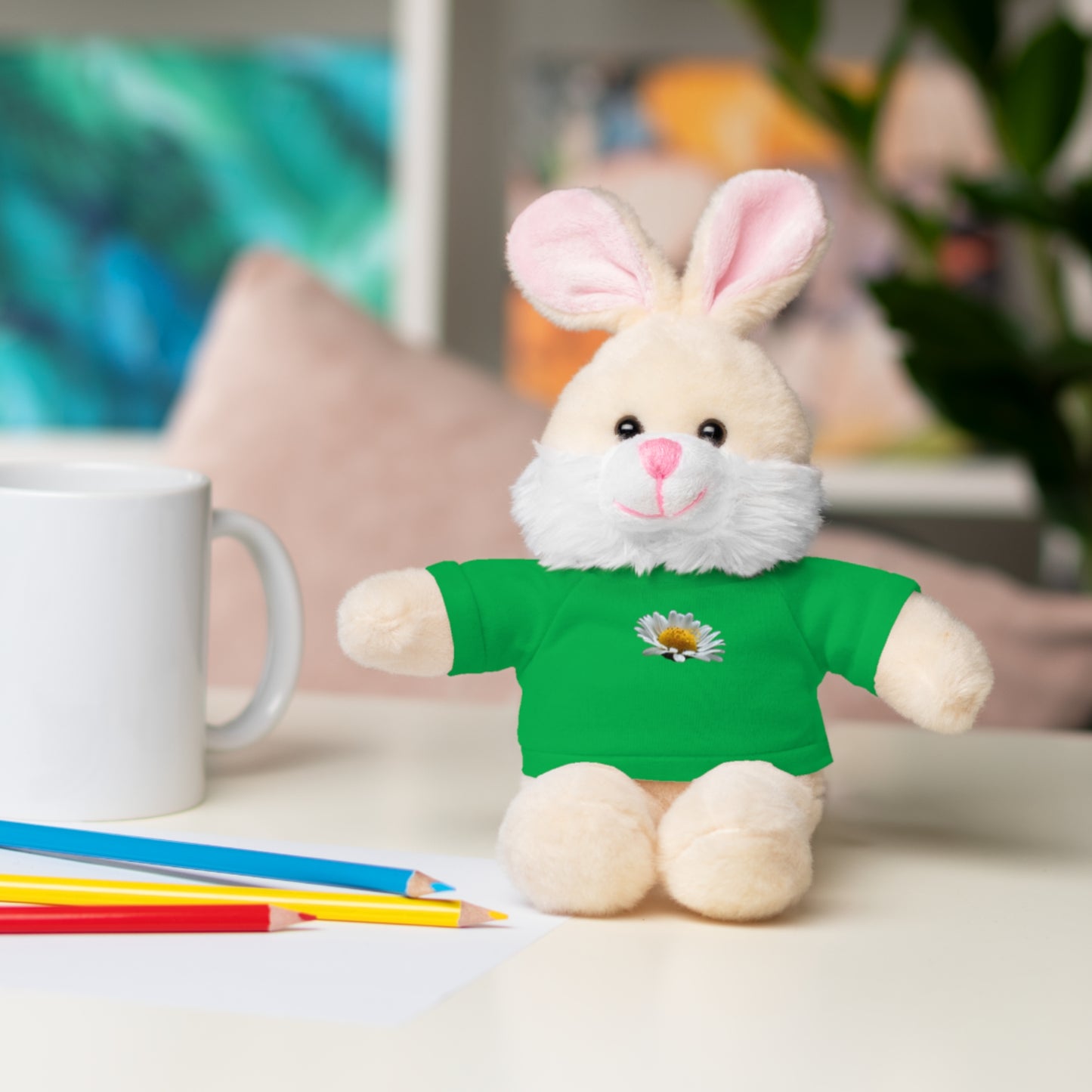Calendar MONTH 04 April’s Flower “Daisy” Tee shirt detail on Animal of choice (5) to choose from - Perfect Gift for Babies and Toddlers