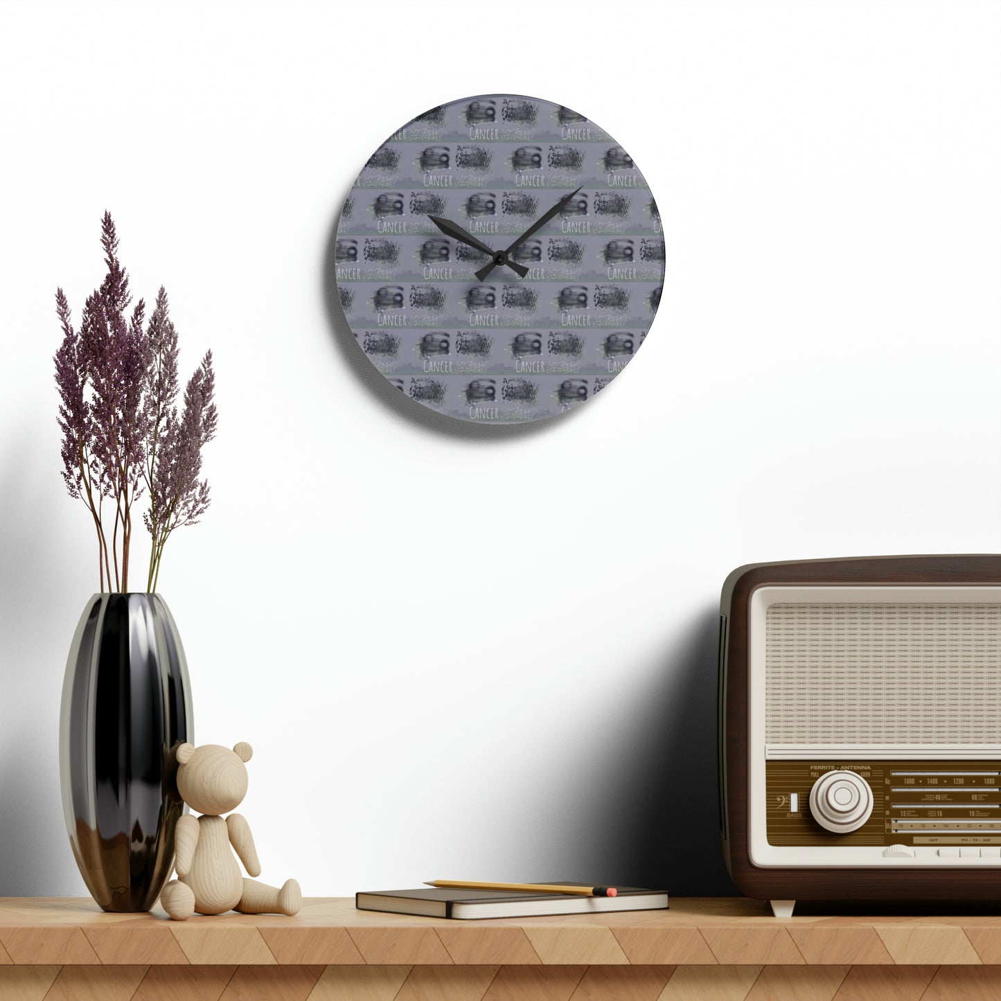 CANCER Glyph Print Wall Clock (Cancer)
