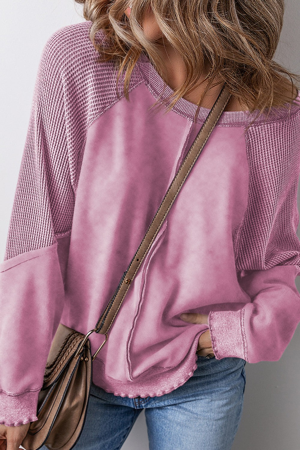 Women's Lucky Pick COTTON BLEND Exposed Seam Long Sleeve Sweatshirt