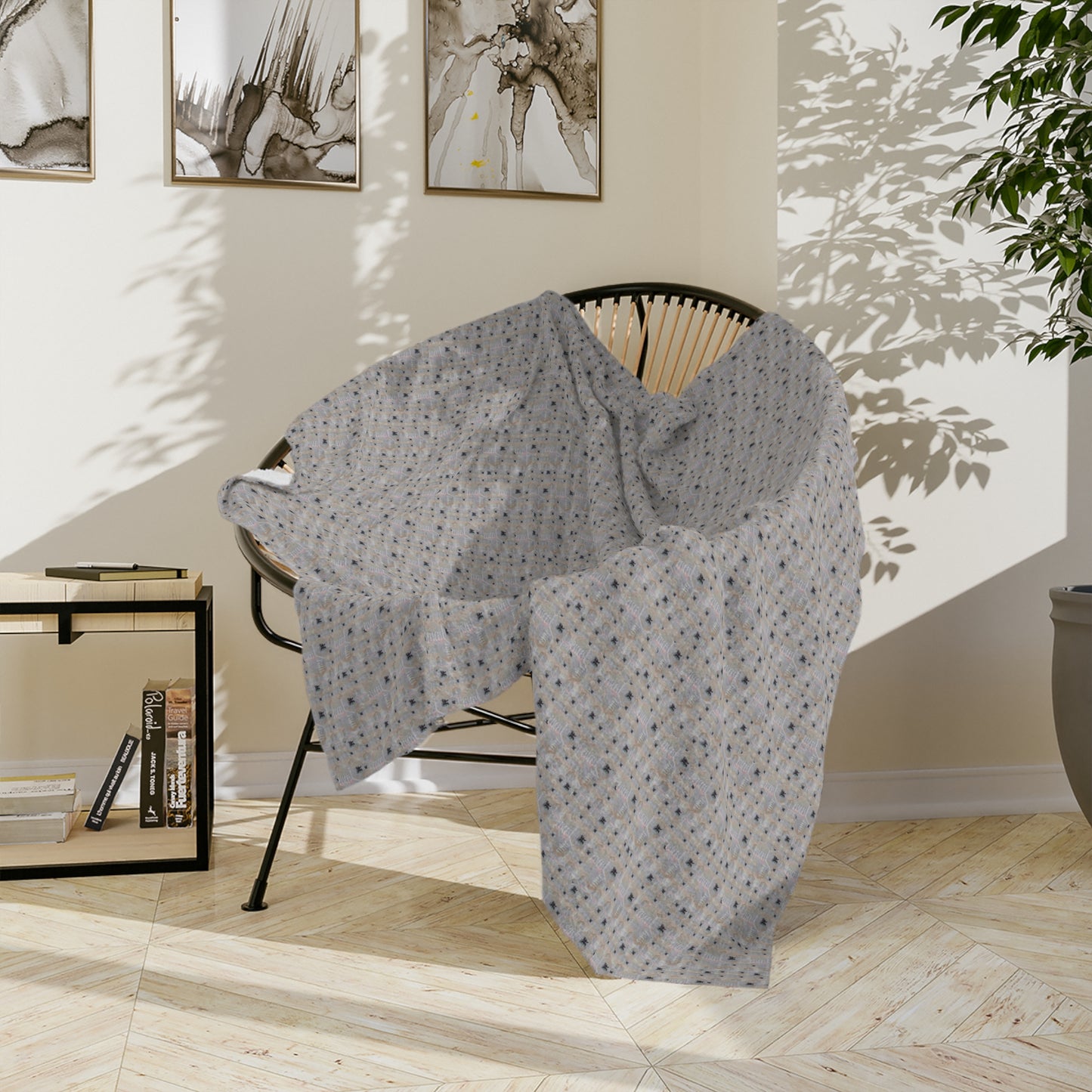 PISCES Glyph Print Minky Velveteen Blanket