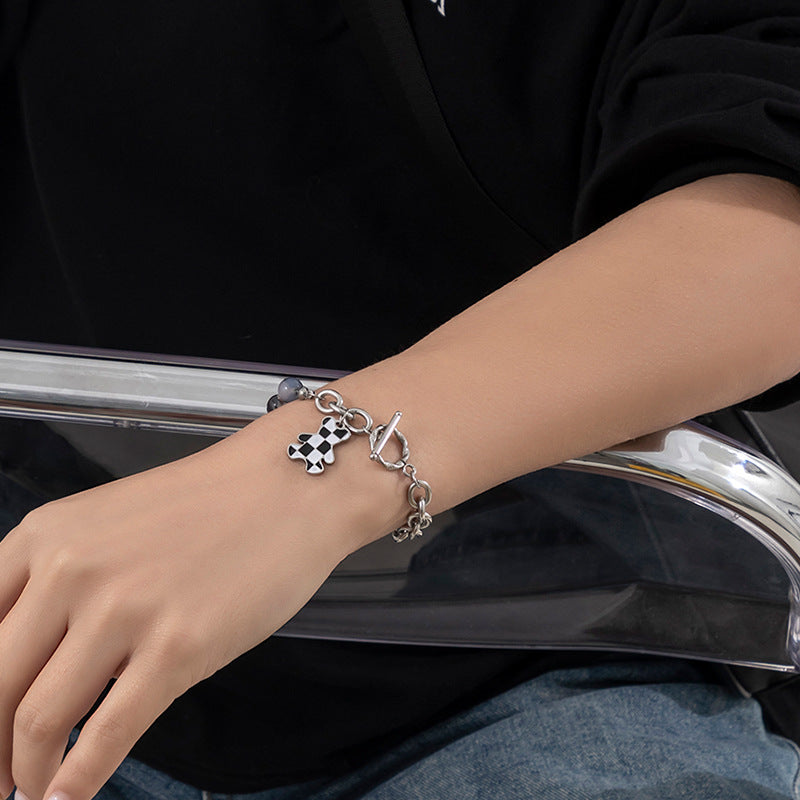 ZZZ Uni-Sex Chessboard (B&W) small bear Bracelet