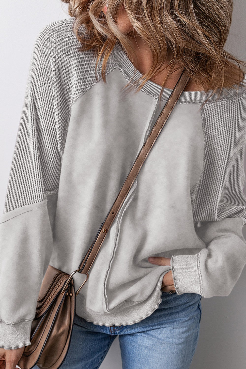 Women's Lucky Pick COTTON BLEND Exposed Seam Long Sleeve Sweatshirt