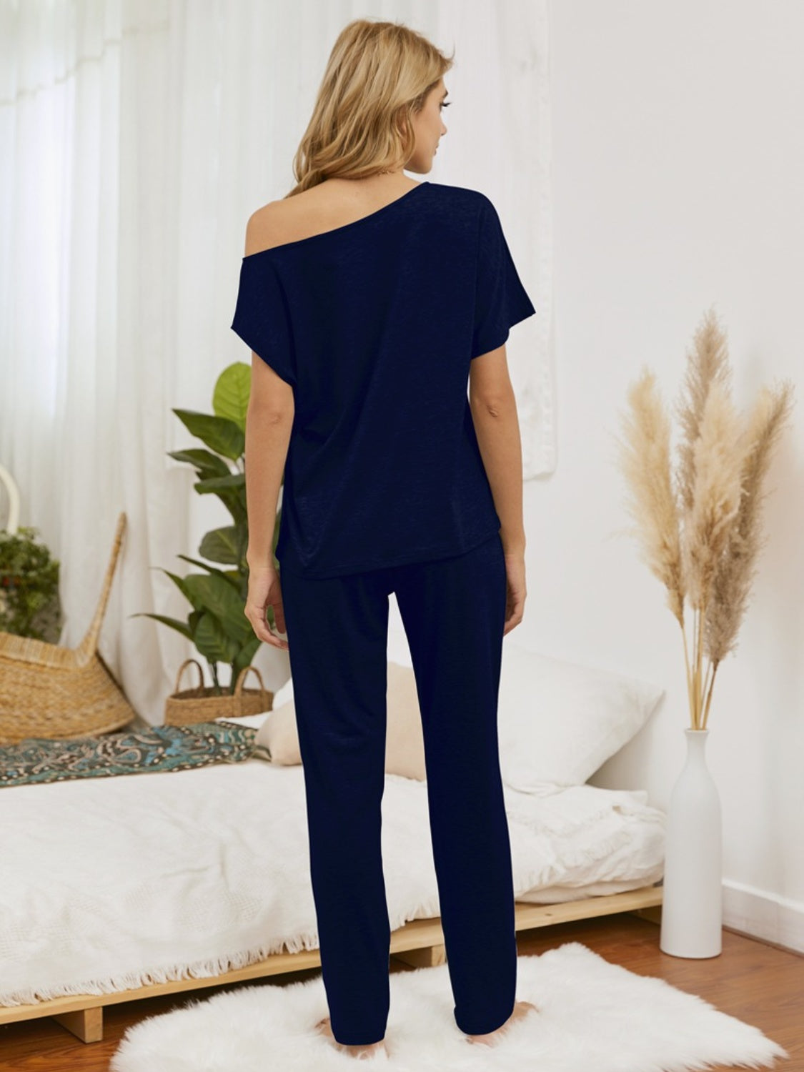 Women's Lounge Pick Boat Neck Top and Pants Set 100% COTTON Set