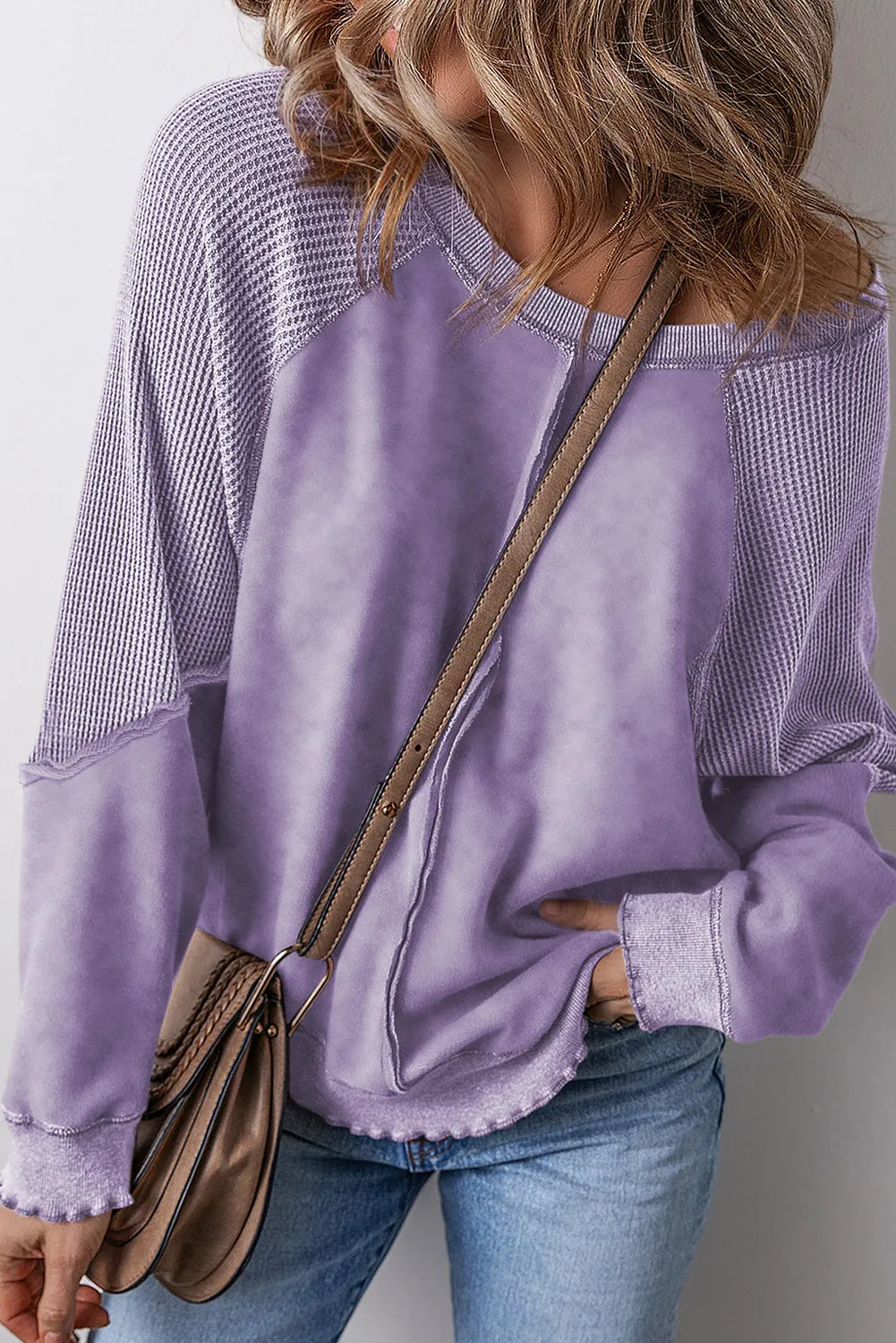 Women's Lucky Pick COTTON BLEND Exposed Seam Long Sleeve Sweatshirt
