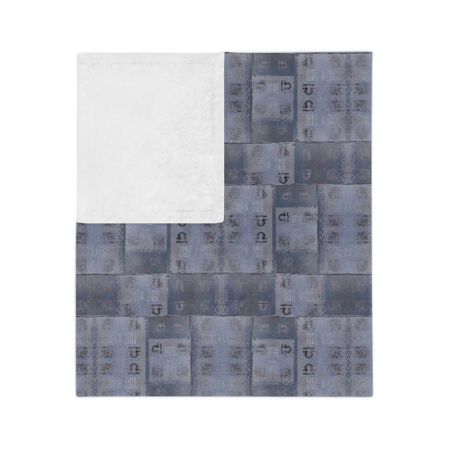 LIBRA Glyph Print Minky Velveteen Blanket