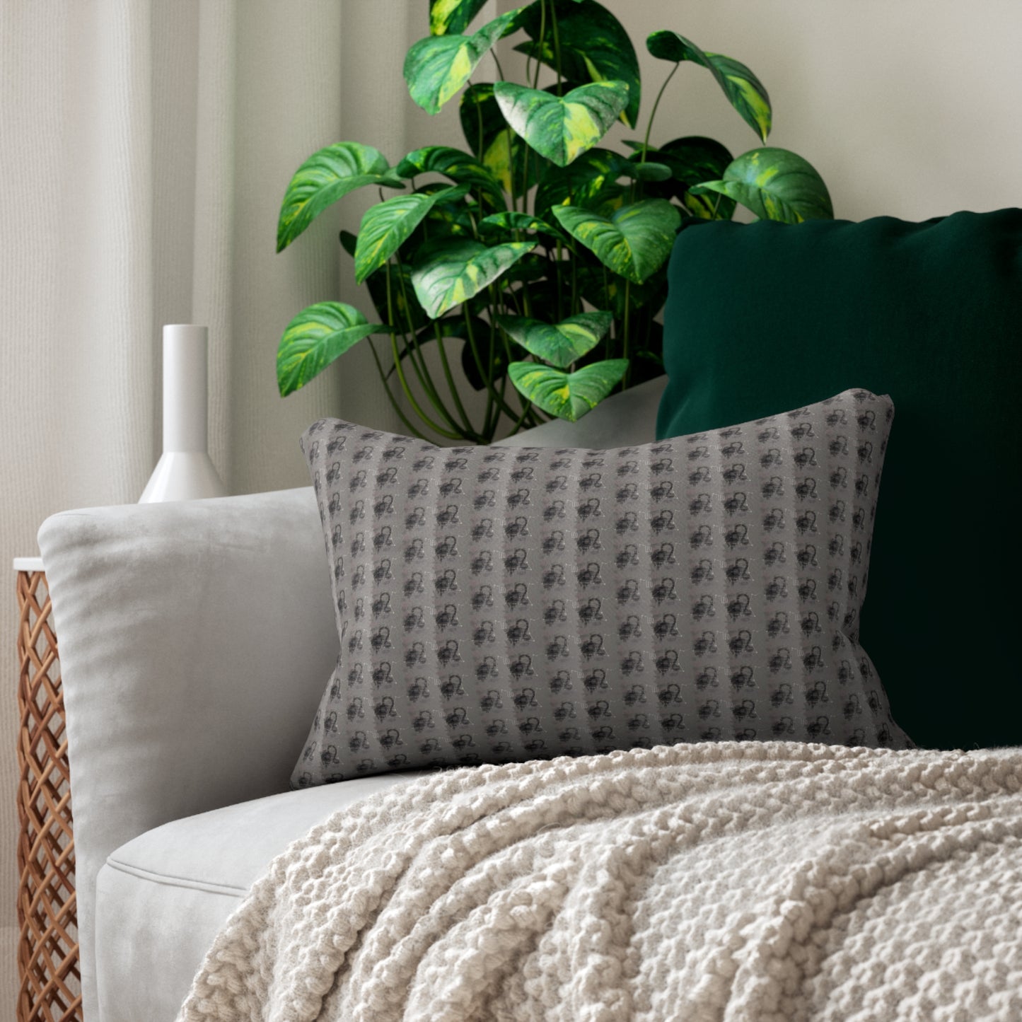 LEO Glyph Print Lumbar Pillow