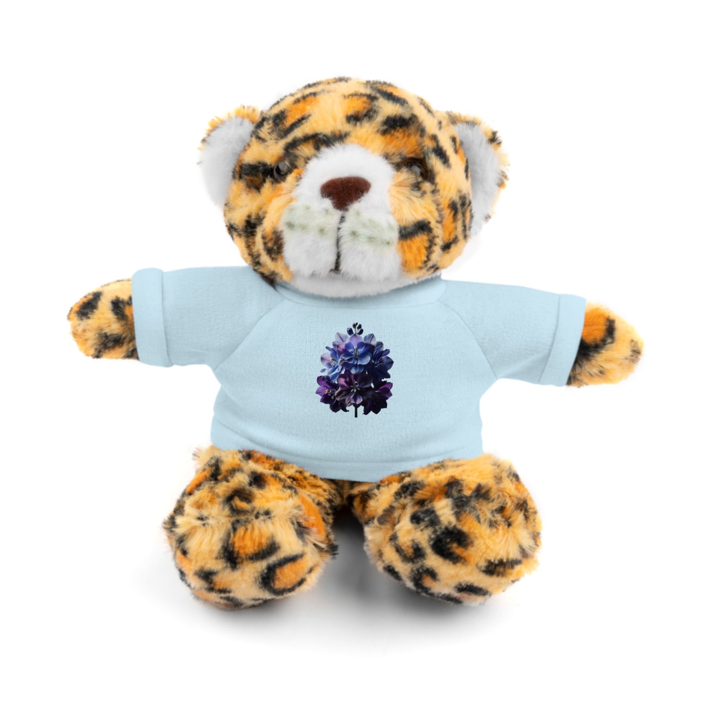 Calendar MONTH 07 July Flower “Larkspur” Tee shirt detail on Animal of choice (5) to choose from - Perfect Gift for Babies and Toddlers