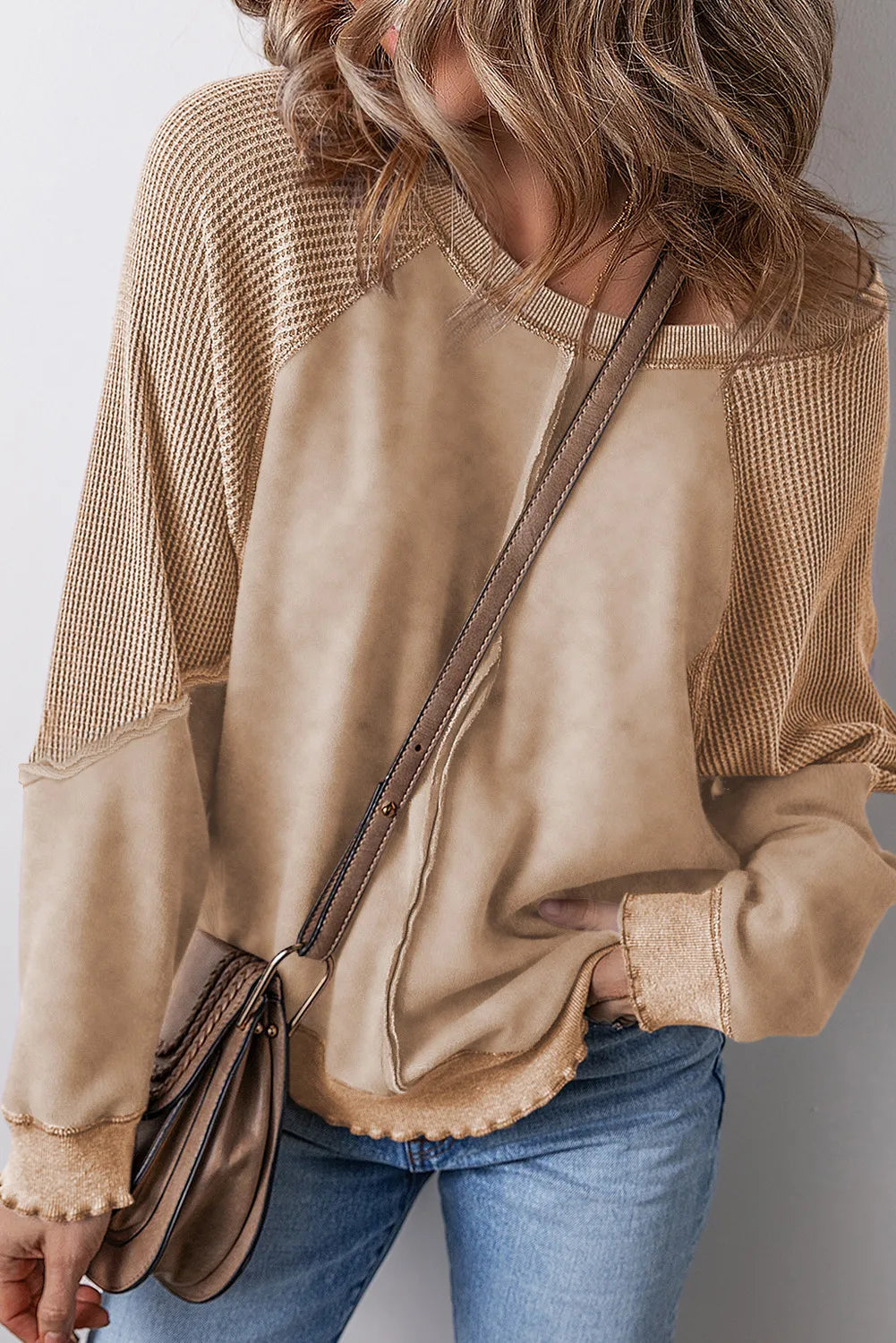 Women's Lucky Pick COTTON BLEND Exposed Seam Long Sleeve Sweatshirt