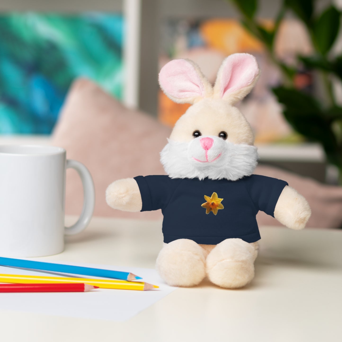 Calendar MONTH 03 March Flower “Daffodil” Tee shirt detail on Animal of choice (5) to choose from - Perfect Gift for Babies and Toddlers