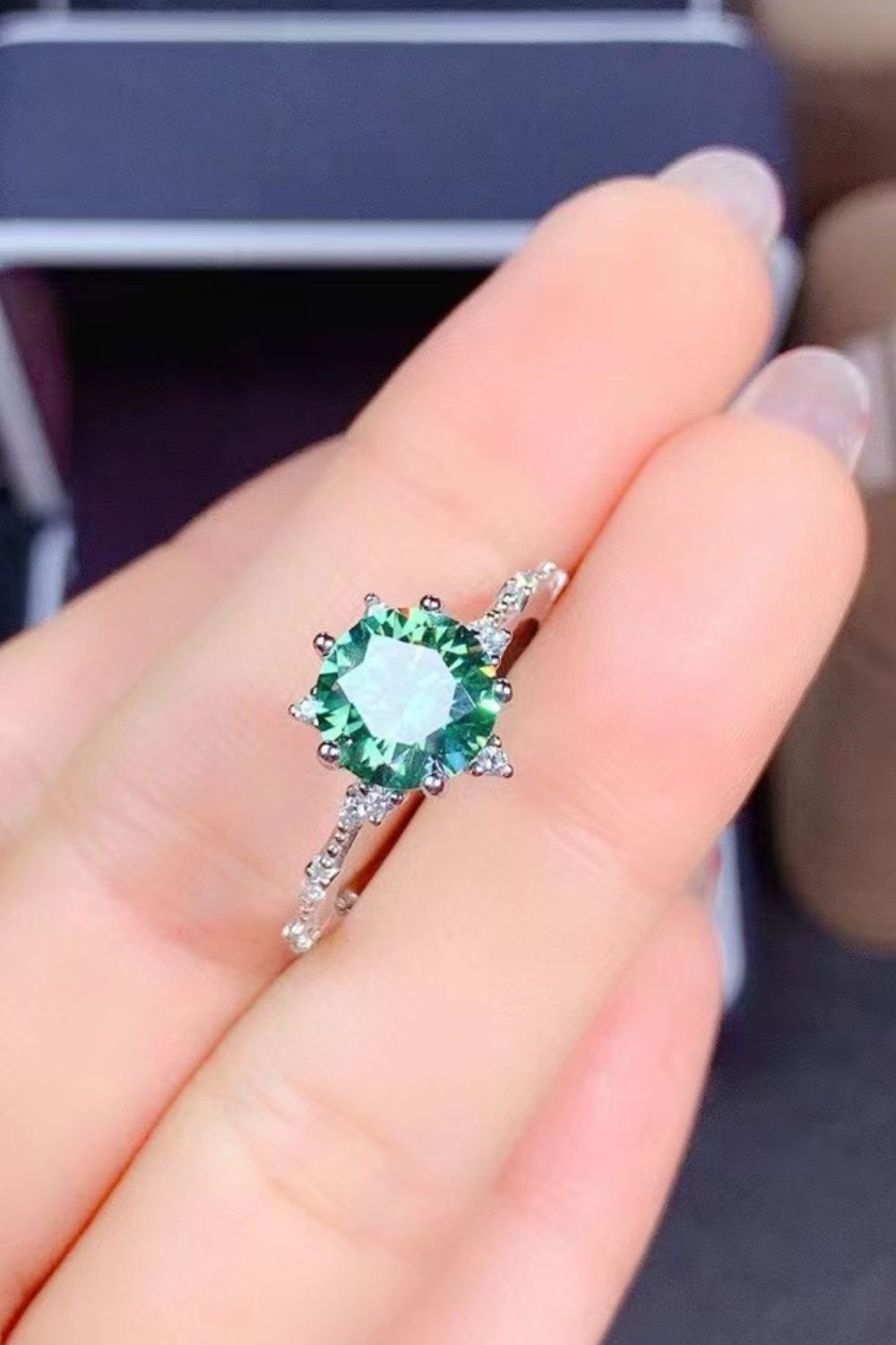 ZODIAC PISCES Birthstone 1 Carat Moissanite Platinum-Plated Ring