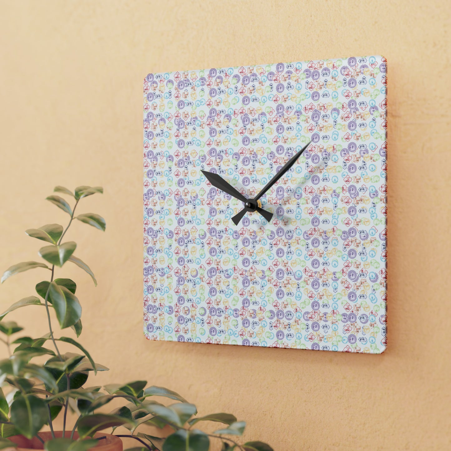 Wall Clock 7 Chakra Symbols