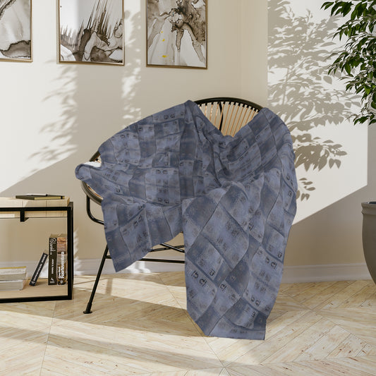 LIBRA Glyph Print Minky Velveteen Blanket