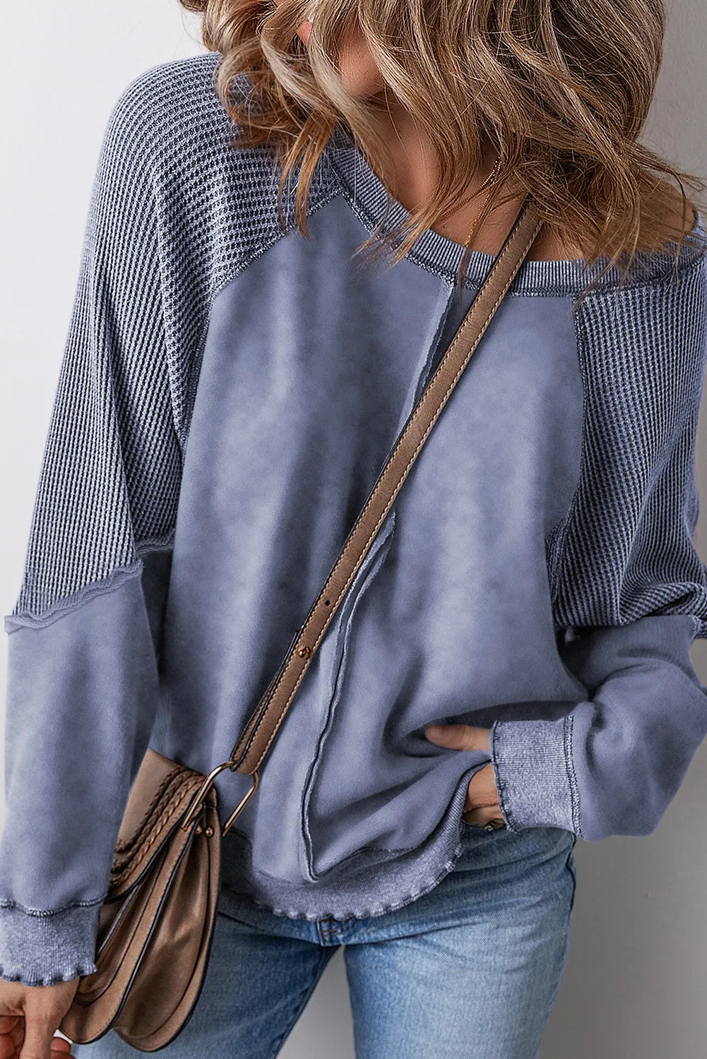 Women's Lucky Pick COTTON BLEND Exposed Seam Long Sleeve Sweatshirt