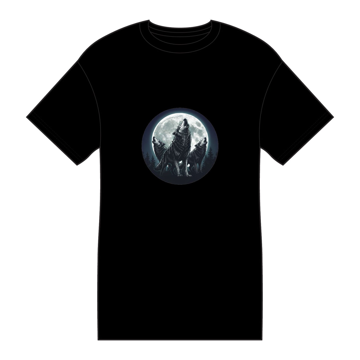 Ode to Wolf Moon Pattern #3 100% Cotton Tshirt Howling Wolf and Flying Raven Casual Fashion, Unique Gift, Everyday Wear, Trendy Top, Summer Wardrobe