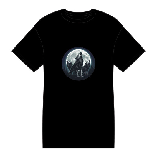 Ode to Wolf Moon Pattern #3 100% Cotton Tshirt Howling Wolf and Flying Raven Casual Fashion, Unique Gift, Everyday Wear, Trendy Top, Summer Wardrobe