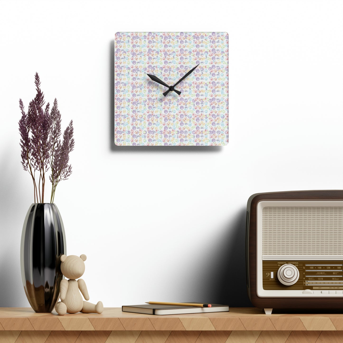 Wall Clock 7 Chakra Symbols