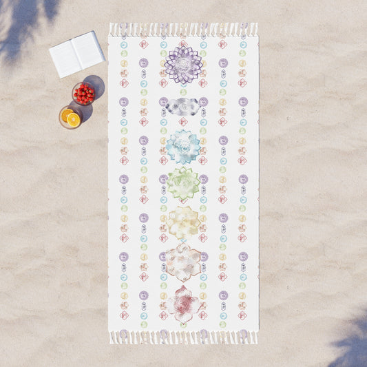 xyzodiacs 07 Chakras Namaste Boho Beach Cloth with 7 Chakras Design