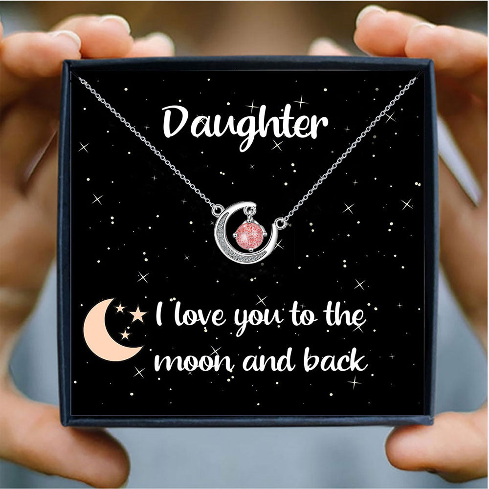 ZZZ Stylish Jewelry Exquisite Moon Diamond Design Gift Box Pendant Necklace for Daughter