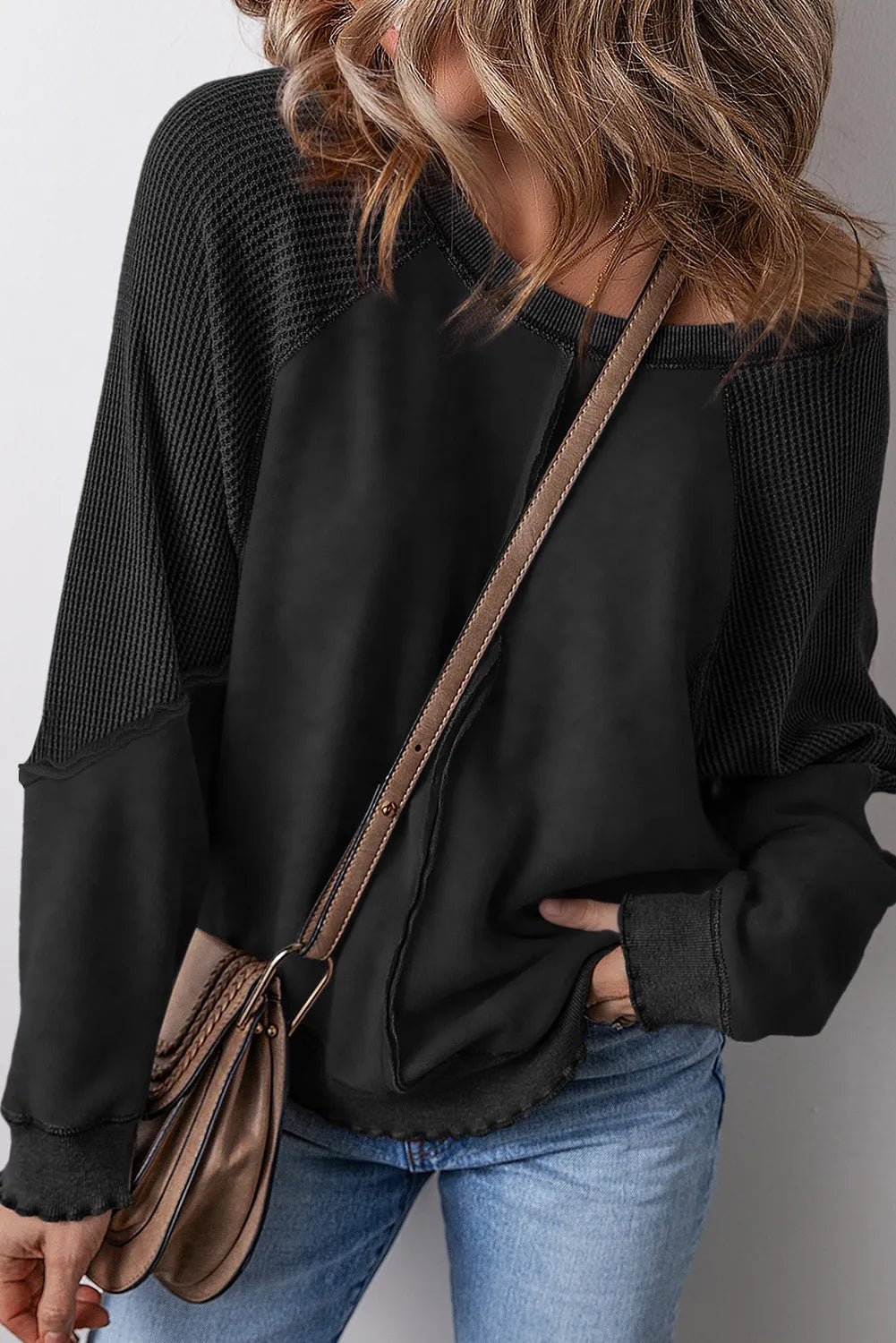 Women's Lucky Pick COTTON BLEND Exposed Seam Long Sleeve Sweatshirt