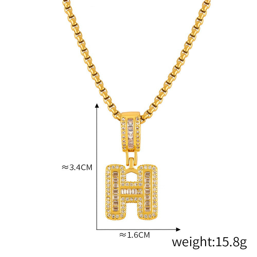 ZODIAC Aries Diamonds Are a girls best friend BirthStone 18K gold exquisite dazzling 26 letters inlaid with diamonds design versatile necklace