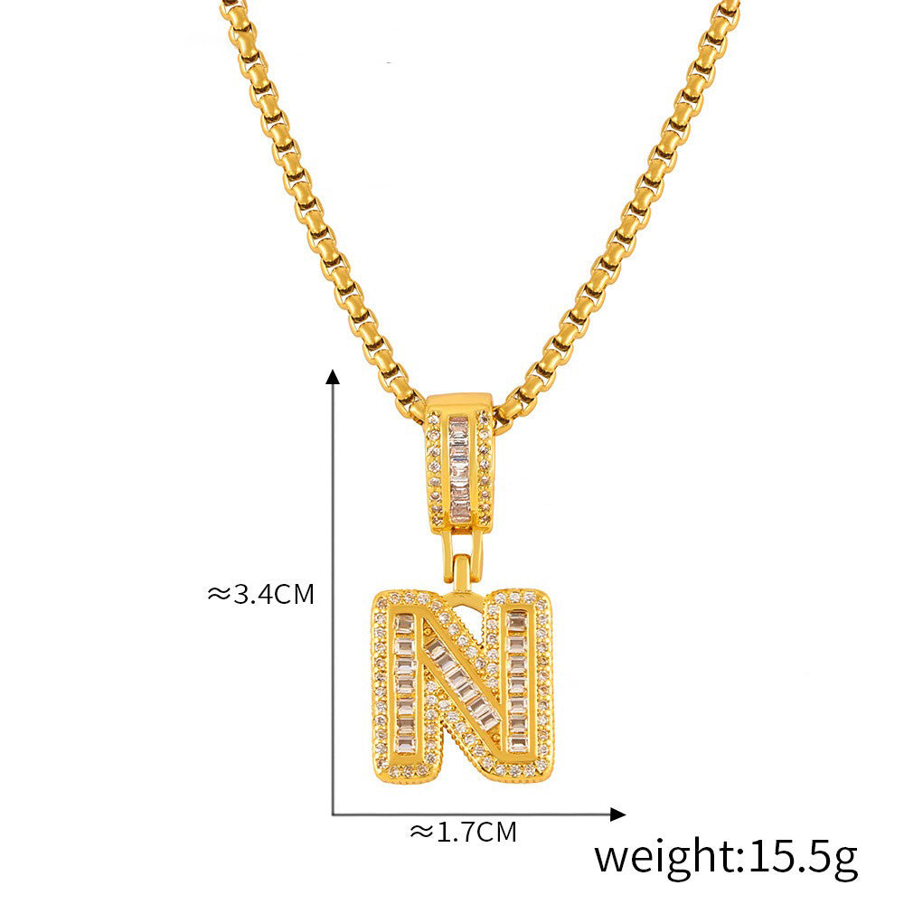ZODIAC Aries Diamonds Are a girls best friend BirthStone 18K gold exquisite dazzling 26 letters inlaid with diamonds design versatile necklace