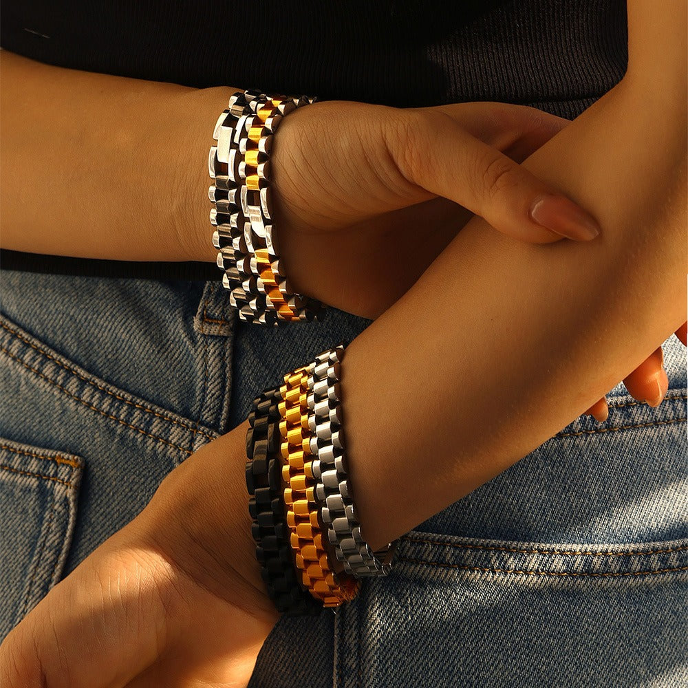Men's Jewelry 18K gold light luxury fashion thick chain design hip-hop style men's bracelet