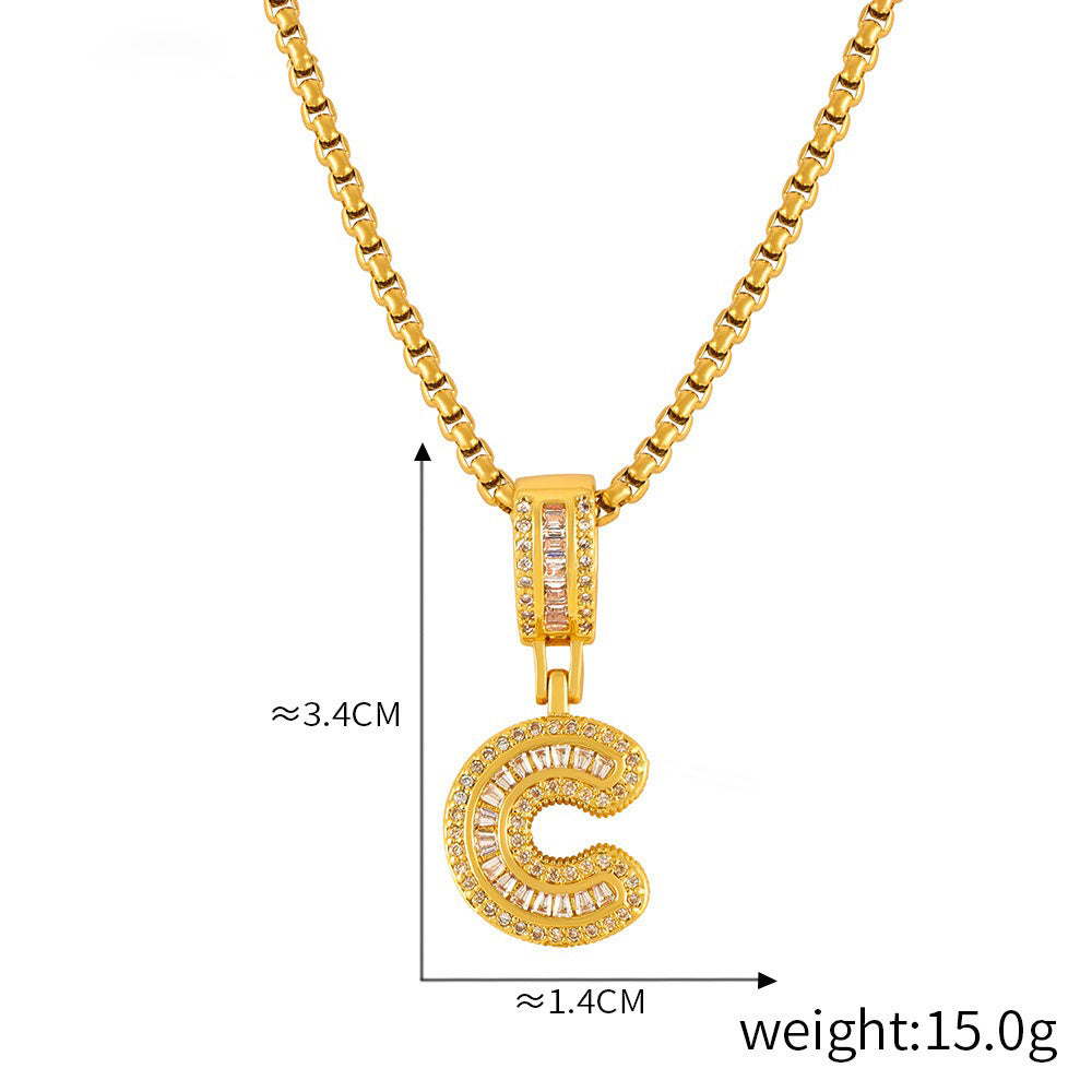 ZODIAC Aries Diamonds Are a girls best friend BirthStone 18K gold exquisite dazzling 26 letters inlaid with diamonds design versatile necklace
