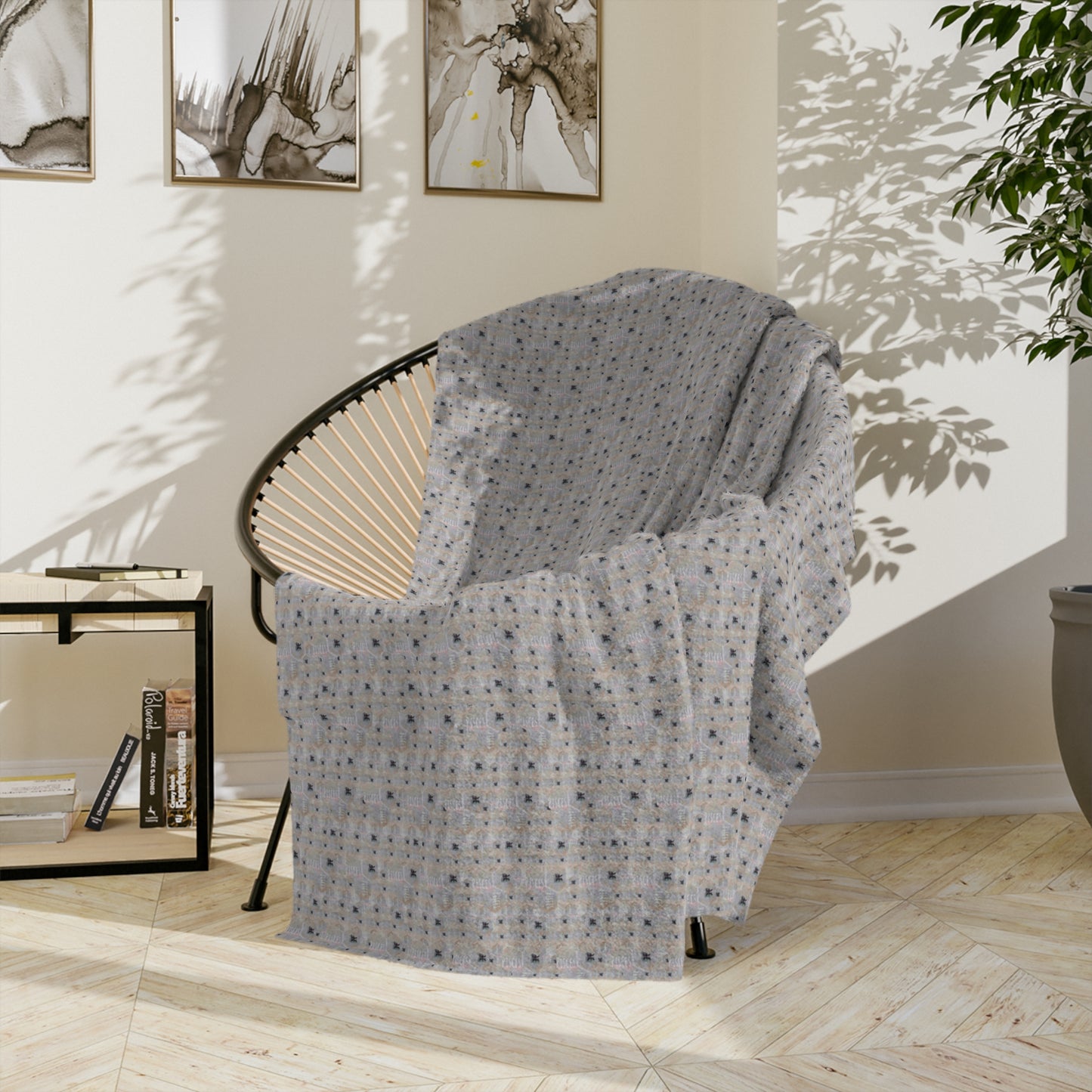 PISCES Glyph Print Minky Velveteen Blanket