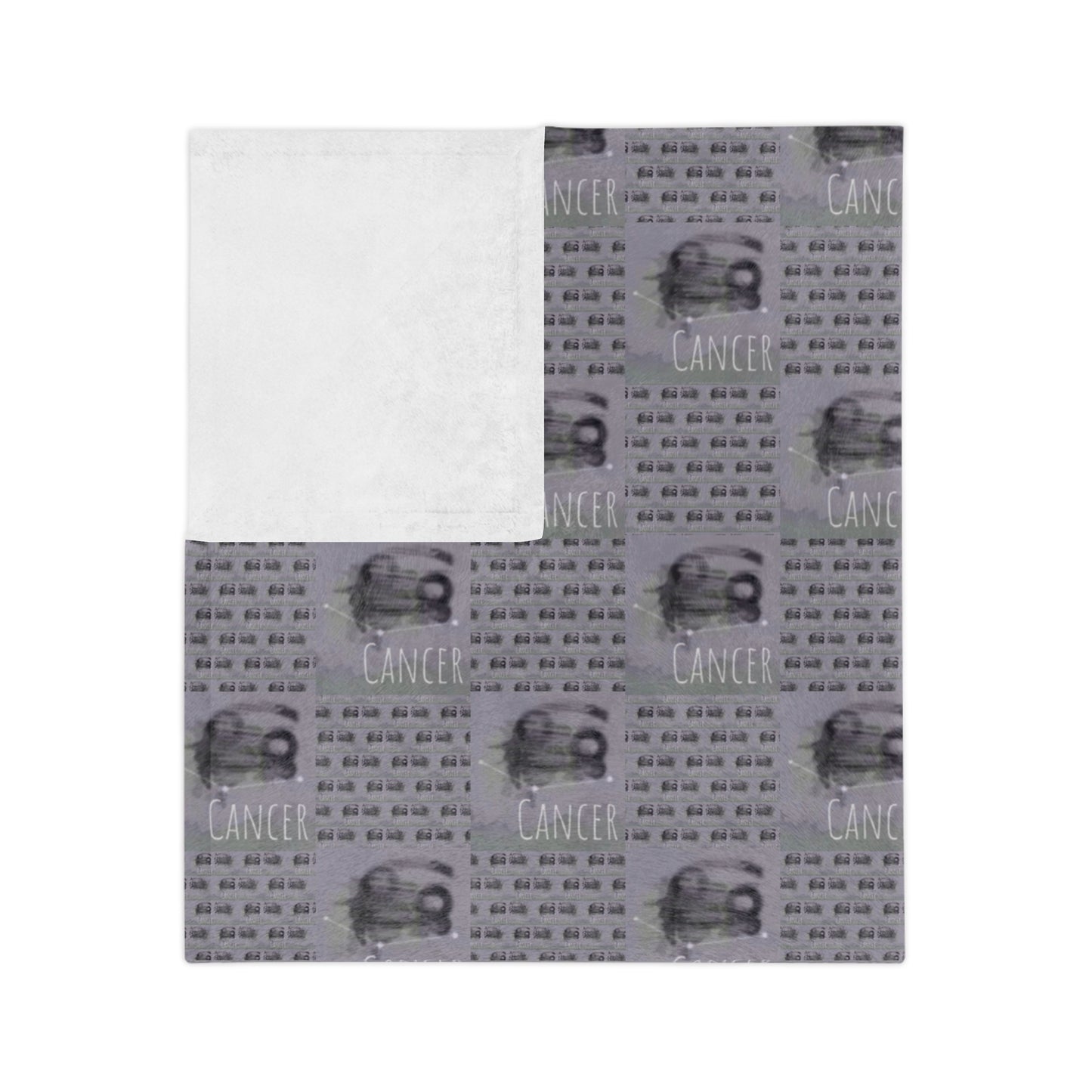 CANCER Glyph Print Minky Velveteen Blanket
