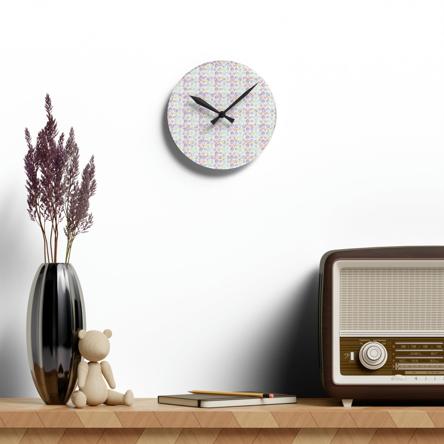 Wall Clock 7 Chakra Symbols
