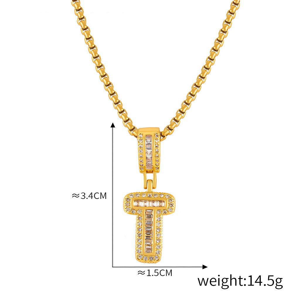 ZODIAC Aries Diamonds Are a girls best friend BirthStone 18K gold exquisite dazzling 26 letters inlaid with diamonds design versatile necklace